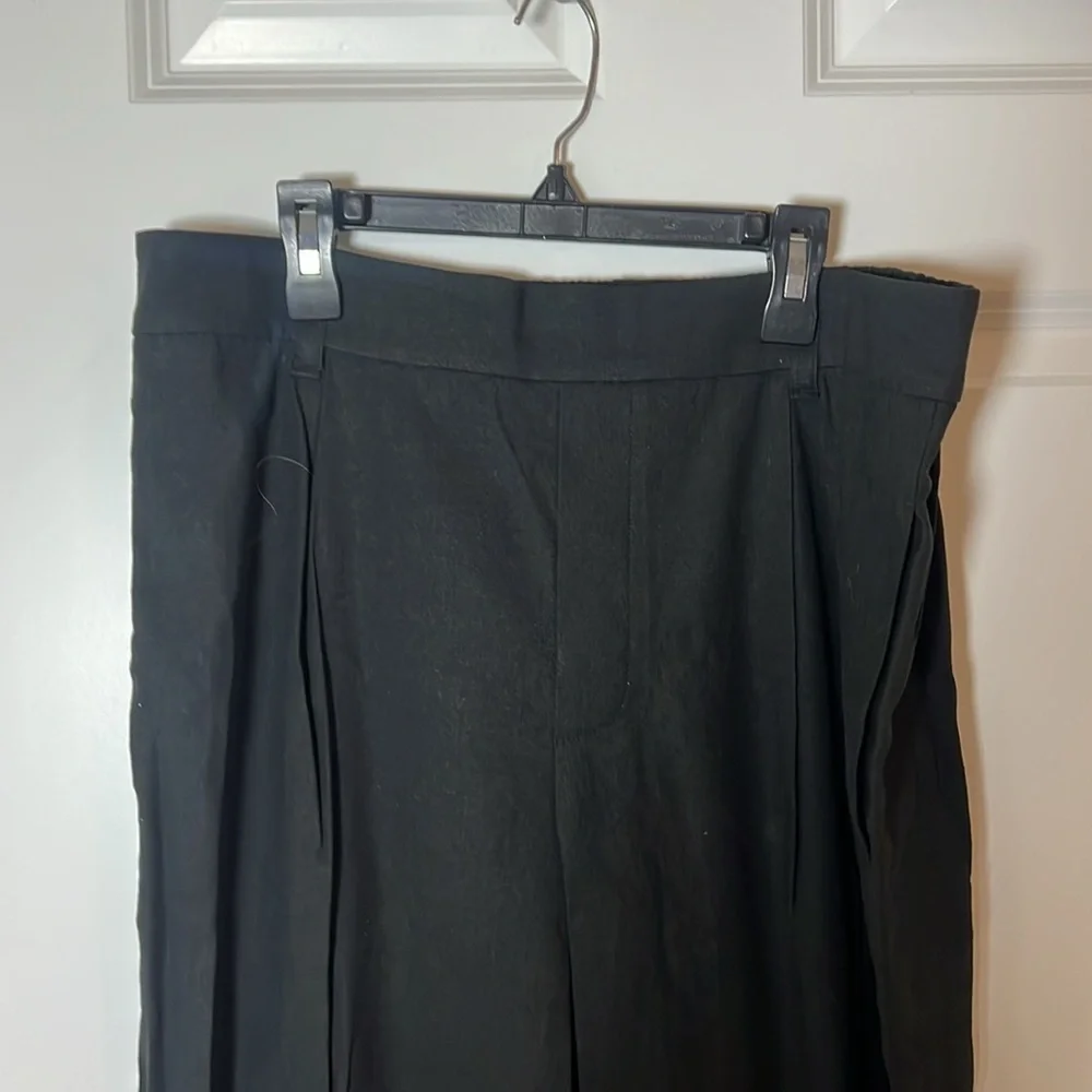 VINCE Women's L Black Straight Leg Linen Blend Pull On Slacks V963722291 Stretch - Picture 3 of 8